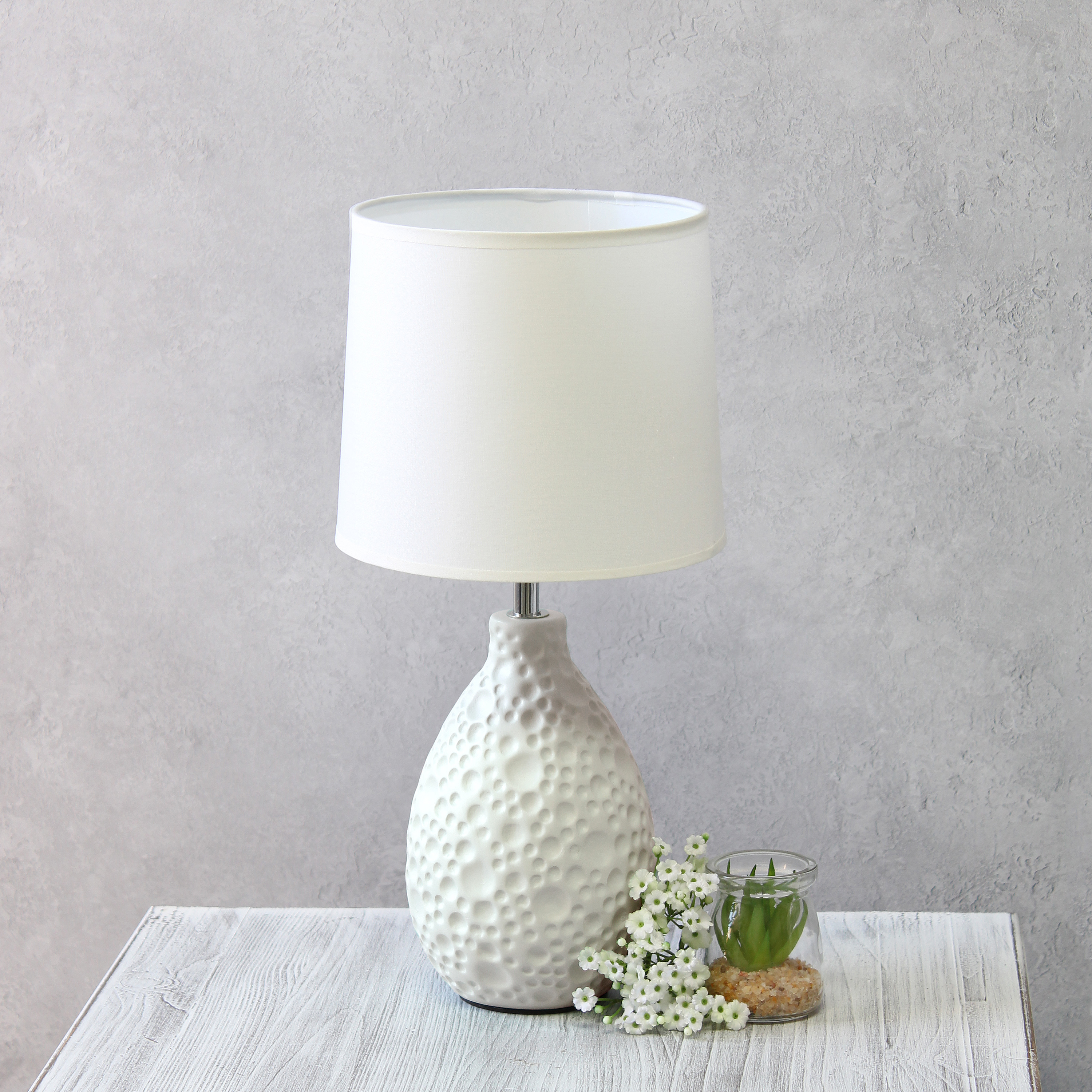 Simple Designs Textured Stucco Ceramic Oval Table Lamp - image 5 of 8