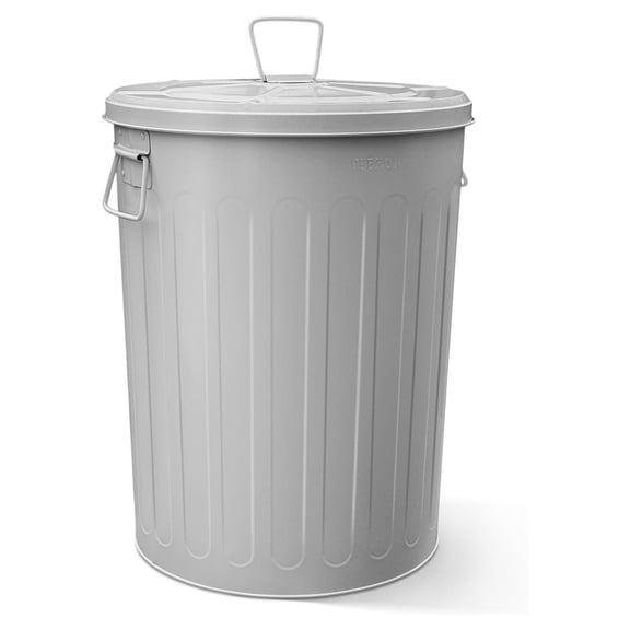 20 Gallon Metal Trash Can with Lid Outdoor Large Trash Bin Steel Garbage Can for Garage Patio Farmhouse Bucket Seed Storage Can Heavy Duty Round Container