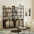 thumbnail image 3 of Nathan James Paxton Boho Bookshelf Cabinet with Solid Wood Frame Rattan Bookshelf with Cabinet Base, Arched Bookcase Cabinet for Living Room or Home Office, Dark Acacia, 3 of 11