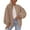 Khaki, variant on Women's Baseball Collar Zip Up Jacket, Oversized Long Sleeve Sweatshirt, Casual Loose Fit Pullover, Solid Color Winter Outwear, Warm Fleece Jacket, Streetwear Lounge Top, Fall Fashion Top White M