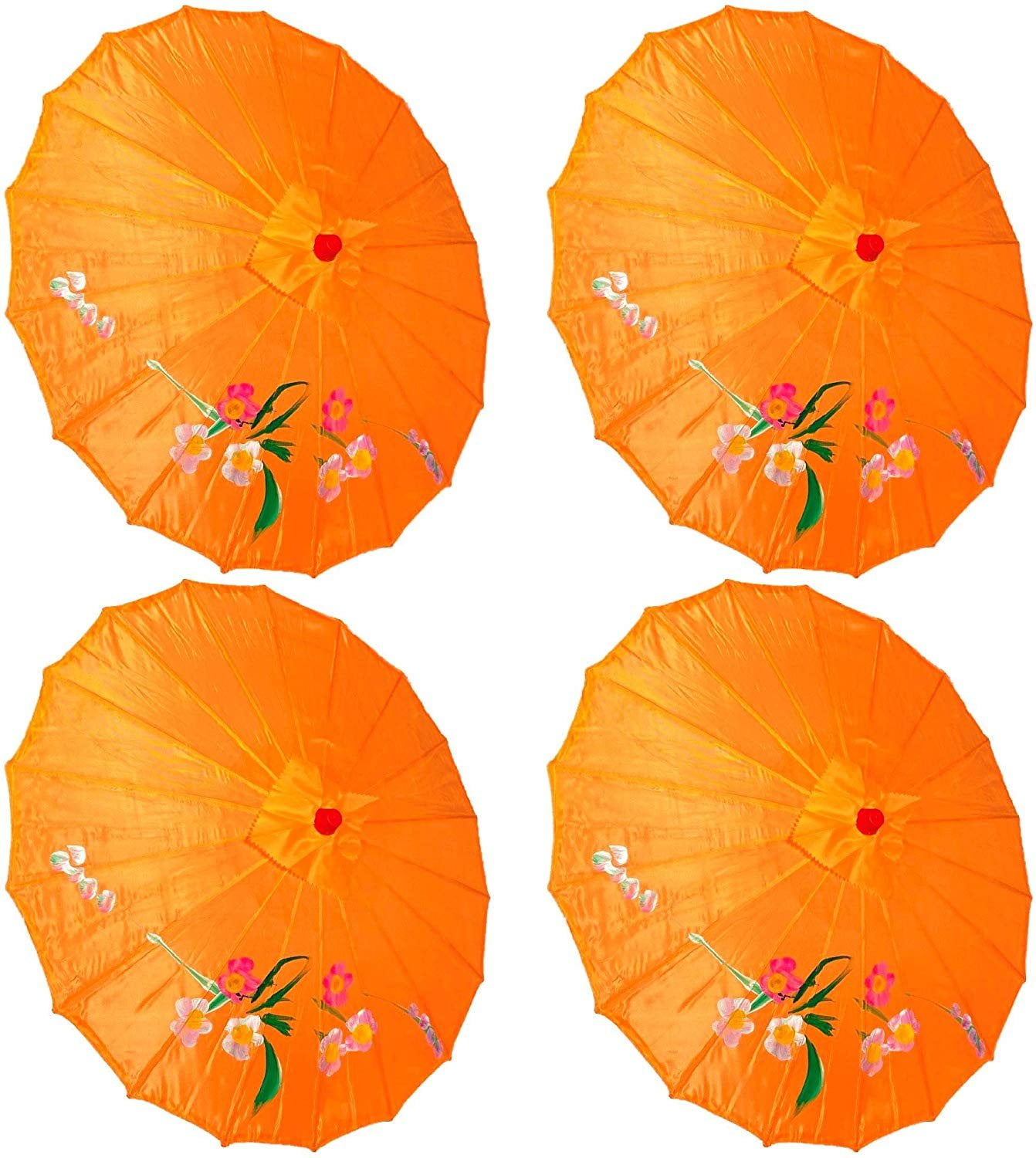 JAPANESE S ORANGE PARASOL RED PAPER HAND FAN CHINESE UMBRELLA WEDDING PARTY 
