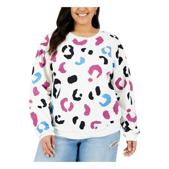 MIGHTY FINE Womens White Ribbed Sweatshirt Plus 3X