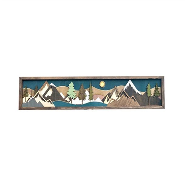 El Arte de la Pared de la Montaña de Madera Traerá una Decoración Artística A Dos Aguas, Decoración de la Escena de la Luna del Atardecer A