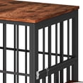 thumbnail image 4 of ModFusion 3-Door Brown Wood Texture Metal Dog Cage - Stackable Design with Corner L-Shape & Rotating Double Feeding Bowl, 4 of 10