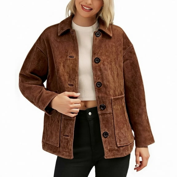 Shacket Jacket for Women 2025 Long Sleeve Single Lapel Collar Casual Cardigan Jackets Coat Outerwear