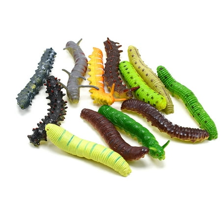 Smart Novelty 12PCS Education Simulated Caterpillar Model Inchworm Hilarious Toy Best For