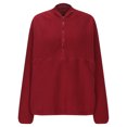 thumbnail image 4 of TKLPEHG Womens Half Zip Pullover Cropped Fleece Sweatshirts Solid Warm Sweaters Winter Pullover with Pockets (Red,M), 4 of 5