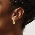 thumbnail image 3 of Primal Gold 14 Karat Yellow Gold Diamond-cut 3.5x17mm Lightweight Hoop Earrings, 3 of 4