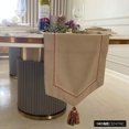 thumbnail image 5 of Jute Table Runner, Jute Textured Fabric with Lace & Tassels Beige Jute & Cotton 16 x 108 inch extra long, Wedding Decor Table Linen Modern Table Runner - Jute Vibes, 5 of 10