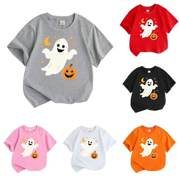 RMGVDSD Halloween Pumpkin Shirts Boys Short Sleeve T Shirts Casual Fashion Tee Shirt - Kids Tops T-Shirt Comfortable Wear 4-5 Years
