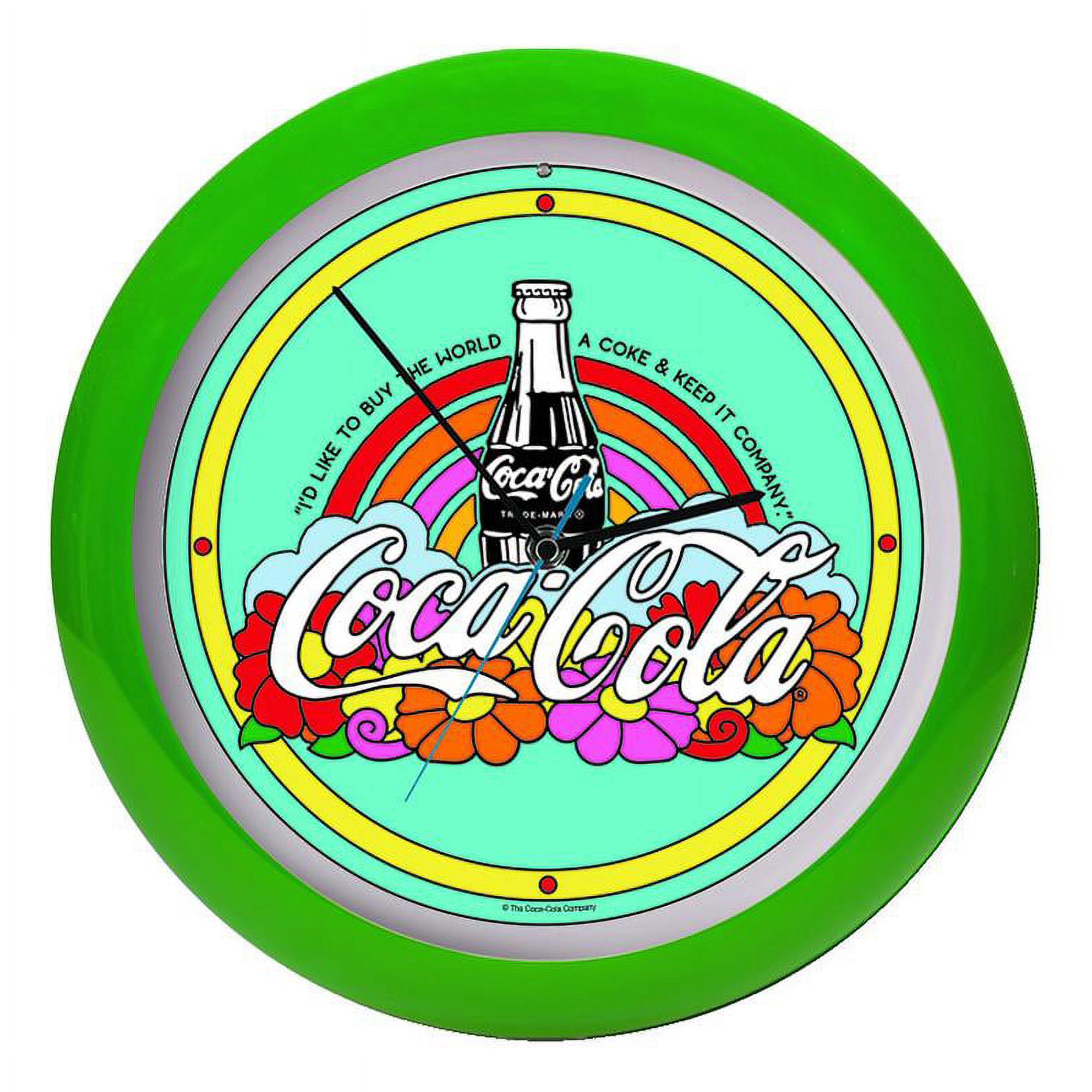 Coca Cola Hilltop Teach The World To Sing Retro Green 13 inch Sound Wall Clock