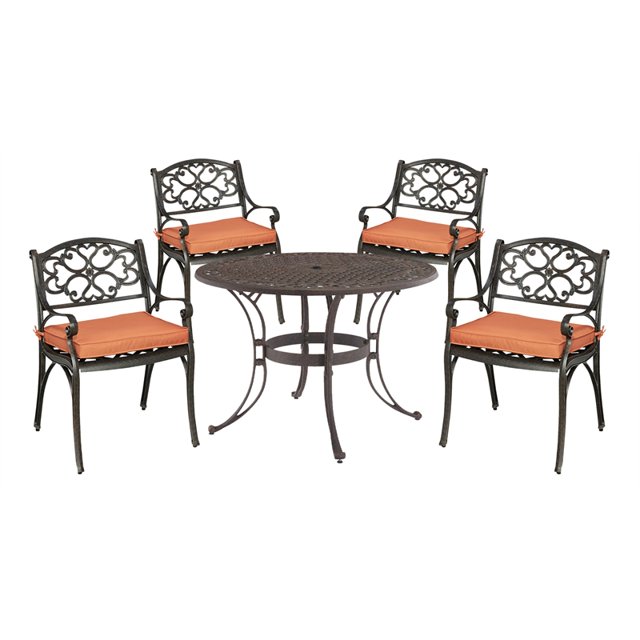 Homestyles Sanibel Cast Aluminum 5Pc Outdoor Dining Set w/Arm Chairs in Bronze