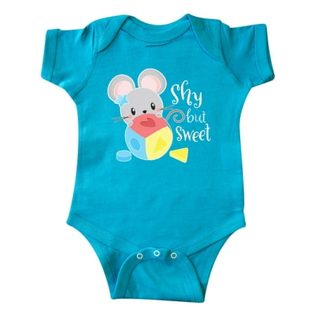 

Inktastic Shy but Sweet Cute Mouse with Toy Block Gift Baby Boy or Baby Girl Bodysuit