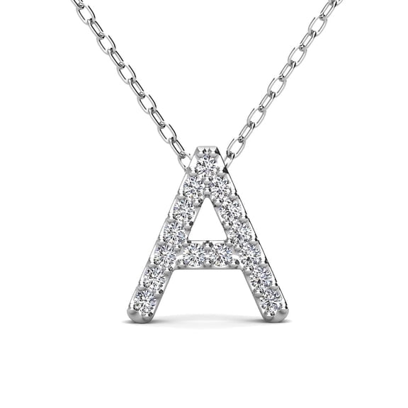 Cate & Chloe Ethereal Collection 18k White Gold Plated Women's Initial Necklace, Swarovski Crystals