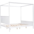 thumbnail image 4 of Queen Size Canopy Platform Bed Frame with Headboard and Footboard White Modern Style Wood Bed with Slat Support Leg Beautiful and Comfortable No Box Spring Needed and Easy Assembly, 4 of 9