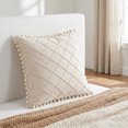 thumbnail image 7 of REGALWOVEN Couch Pillow Cases 1 Pack Soft Pom-poms Velvet Throw Pillow Covers for Farmhouse Home Decor Beige 18" x 18", 7 of 7