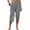 Gray, variant on Dellytop Womens Casual Elastic Waist Solid Color 3/4 Summer Capri Pants
