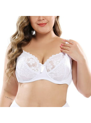 Maxcozy Plus Size Women Lace Gather Push Up Bra Underwire Embroidery Floral  Adjustable Straps D-cup Bra 34-46 
