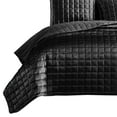 thumbnail image 3 of 3 Piece Queen Size Coverlet Set with Stitched Square Pattern, Dark Gray - Saltoro Sherpi, 3 of 5