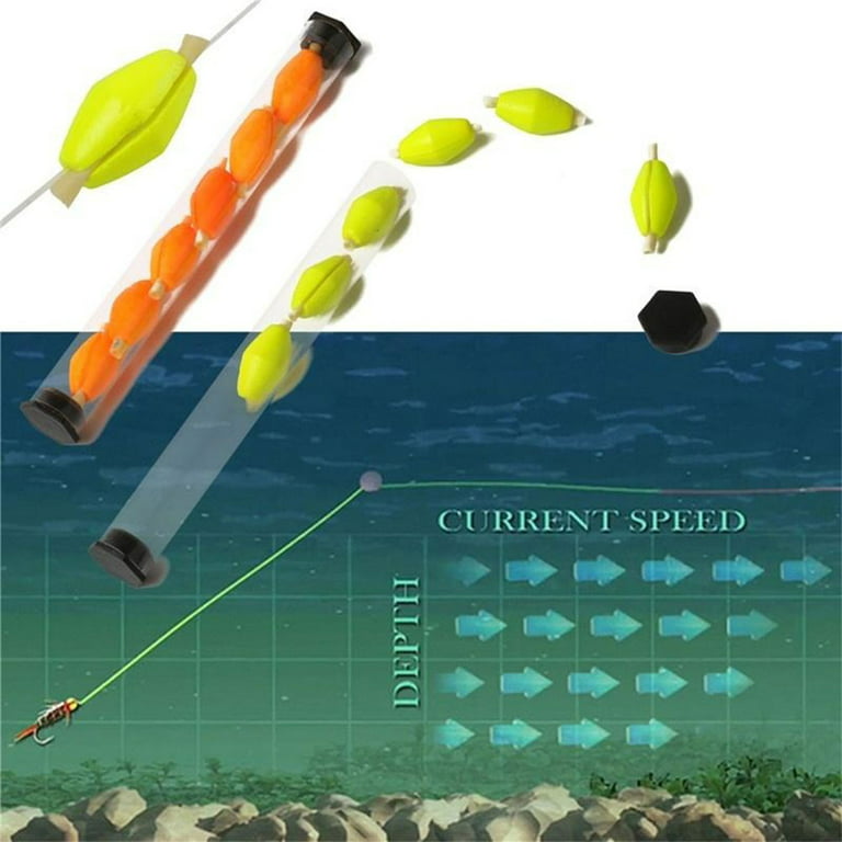 LeKY 6Pcs/Tube Olive Shape Drift Float Foam Strike Indicator Fly Fishing  Accessories Yellow 