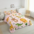 thumbnail image 3 of Homewish Kawaii Giraffe Lion Bedding Comforter Set,Jungle Animal Bear Twin Comforter Sets,Pink Orange Bedding Set For Boys Girl,Microfiber Bedroom Decor Reversible,2-Piece, 3 of 8