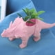thumbnail image 2 of Maceta de cactus con temática de triceratops del Triásico (rosa) para decorar un jardín colorido, 2 of 6