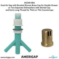 thumbnail image 5 of Dual Air Gap with Satin Nickel Brass Cap for Double Drawer or Two Separate Dishwashers with Skirted Cap and Extra Long Thread for Thick or Thin Countertops (AG200-704, AG200-X04, AMERIGAP), 5 of 9