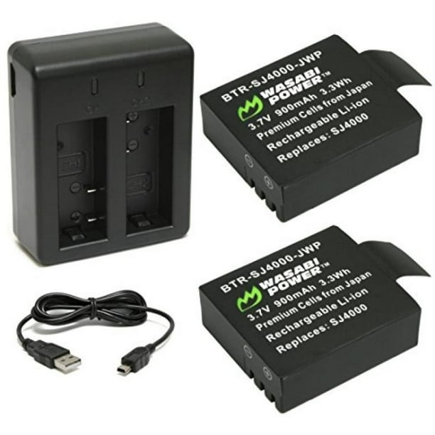 Wasabi Power Battery (2Pack) and Dual Charger for SJCAM SJ4000, SJ5000
