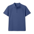 thumbnail image 3 of Quarter Zip Pullover Men Short Sleeve Stand Collar Athletic Sports Casual Outodoor Workout Shirt Fathers Gift, 3 of 4