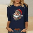 thumbnail image 2 of Haivin Womens Plus Size Tops Merry Christmas Shirts for Women 3/4 Sleeve Funny Print Tops Holiday Party Tee Crew Neck Casual Cotton T-Shirts Xmas Gifts, 2 of 4
