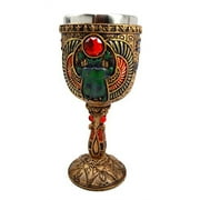 Atlantic Collectibles Ancient Egyptian Scarab Amulet Messenger Of Eternity Fate & Destiny 6oz Resin Wine Goblet Chalice With Stainless Steel Liner