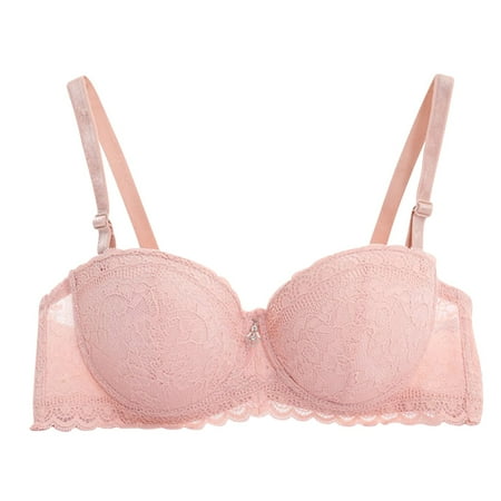 Workout Bras Women Lightly Lined Bra Feature V-Neck Balconette Bra Style W-1849 Pinks S