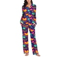 thumbnail image 4 of qelini Halloween Lounge Sets Women Plus Size Long Sleeve Top & Lounge Pants 2 Piece Sleepwear with Drawstring Ptint Loungewear, 4 of 7