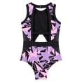 thumbnail image 4 of iiniim Kids Girls Sleeveless Bathing Suit Swimwear One Piece Backless Beach Surf Swimsuits 6-16 Black&Purple 10, 4 of 7
