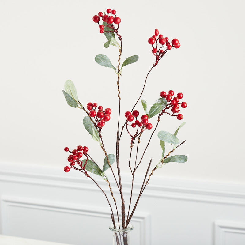 Pack of 3 Artificial Hypericum Berry Sprays 59 cm Tall Red Berries 