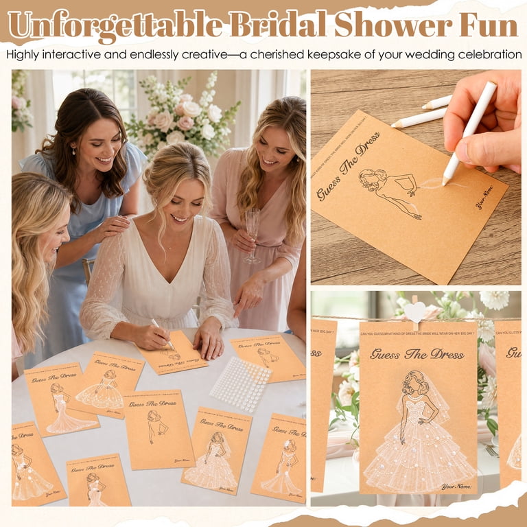 bridal shower guess the dress 30 Pack Game Sets with Pencils, Cards Pearl Stickers & Clips Royal Blue Feather Trim long sleeve dresses Size:AU/UK 10 - US 6