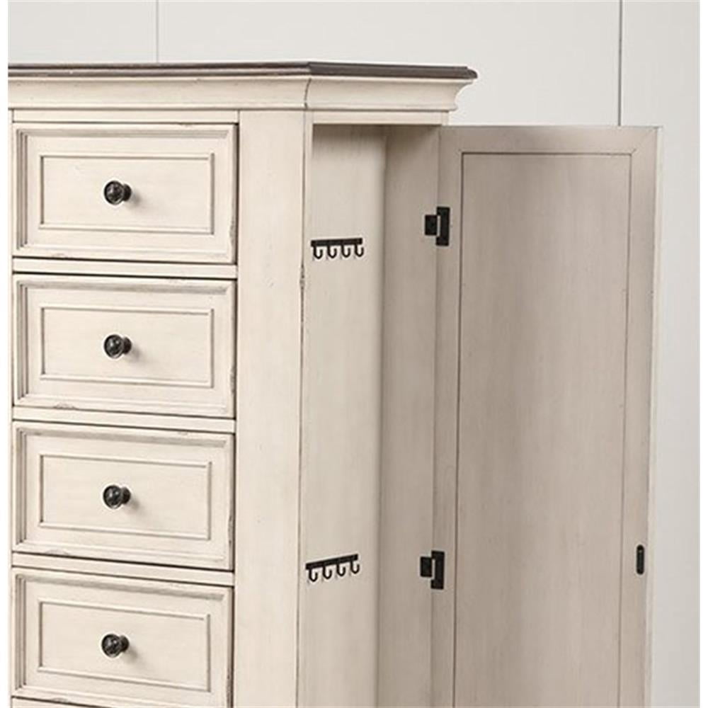New Classic Furniture Anastasia 6-Drawer Wood Chest with Mirror, White