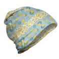 thumbnail image 1 of Abstract Unisex Beanie, Childish Wavy Stripes Dots, Hiking Outdoors, Mustard and Blue Grey, by Ambesonne, 1 of 1