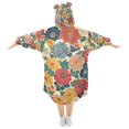 thumbnail image 2 of FORMRS Wearable Blanket Hoodie with Sleeves for Kids Cozy Flannel Sweatshirt, Vibrant Flowers Pattern, 2 of 7