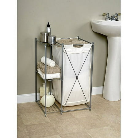 Mainstays Cross Bar Design Hamper With 3 Shelves,