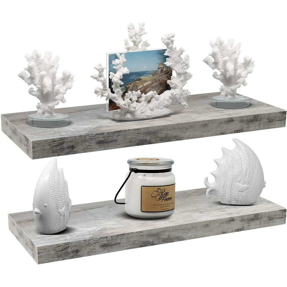 Floating Wall Shelf Gray Wood