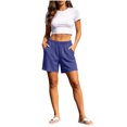 thumbnail image 5 of Womens Athletic Shorts Bermuda 6" High Waisted Hiking Shorts with Pockets Casual Summer Quick Dry Wear for Women Golf Blue XL(XL), 5 of 6