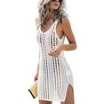 thumbnail image 6 of Caitzr Women's Hollow Out Beach Dress V Neck Sleeveless Crochet Swimsuit Cover Up Dress, 6 of 7