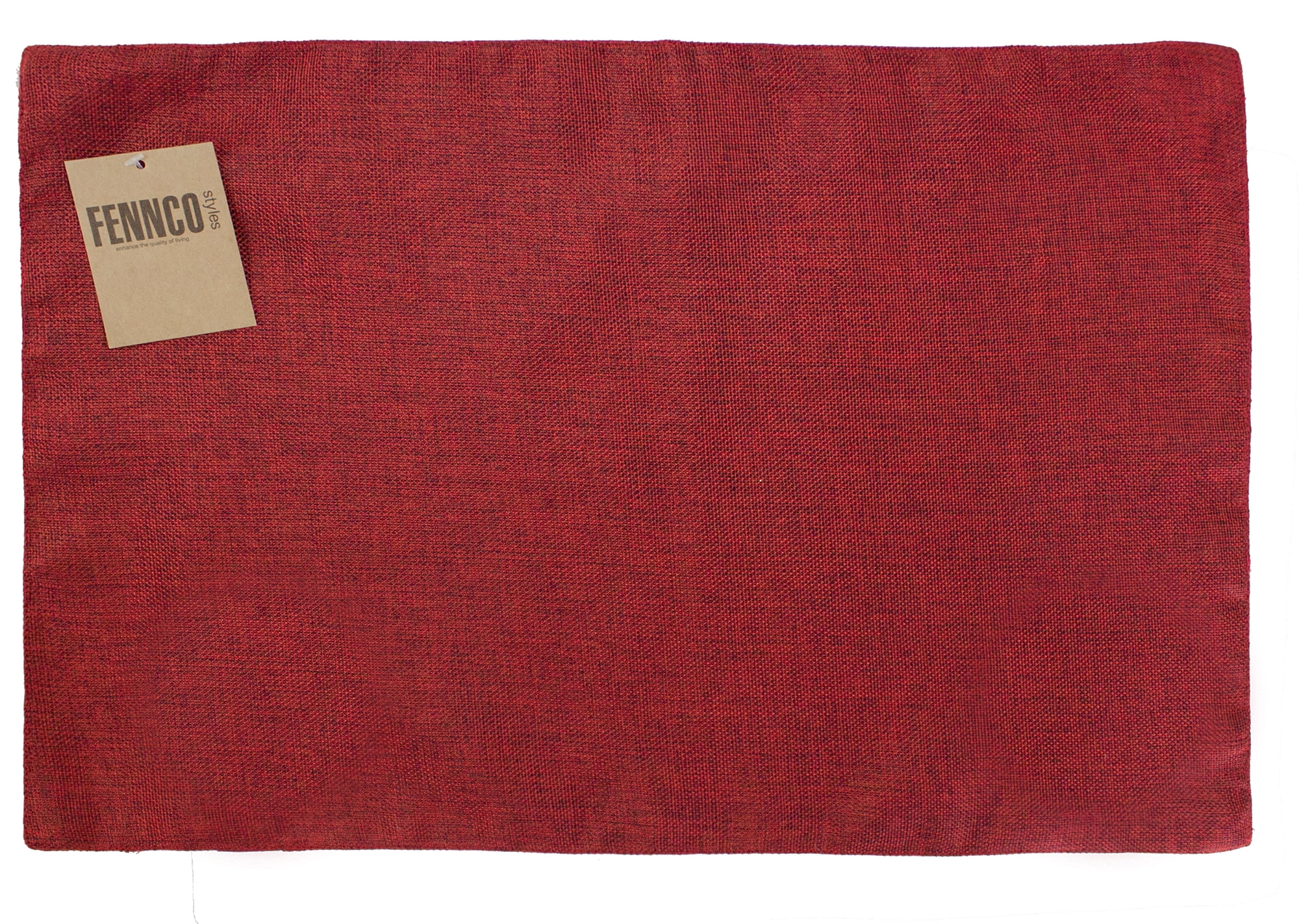 Rustic Solid Color Plain Design Table Placemat - Set of 4 (Red 13"x19" Placemat-Set of 4)