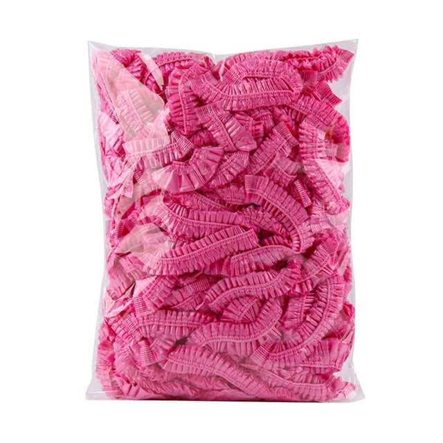 Disposable Shower Caps Pack of 100 Shower Caps Wide Thickness Transparent Elastic Hair Shower Cap Suitable for Women Travel Home Use (100 Coloured Edge)