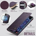 thumbnail image 4 of Magnetic 2 in 1 Detachable Wallet Case for Samsung Galaxy S22 Ultra with Card Holder Women Men, Retro PU Leather【RFID Blocking】Kickstand Shockproof Cover, 4 of 13