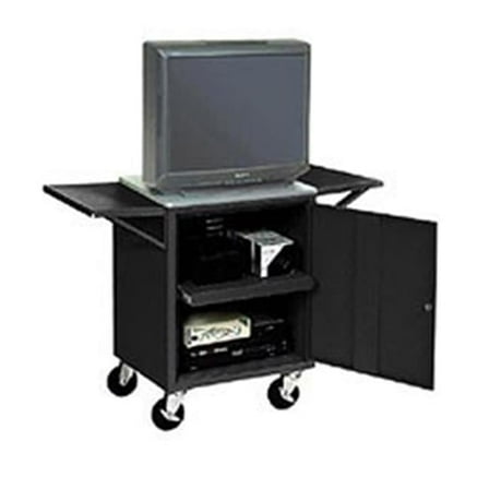 Black Side Shelves for Security Audio Visual Cart - Set of 2
