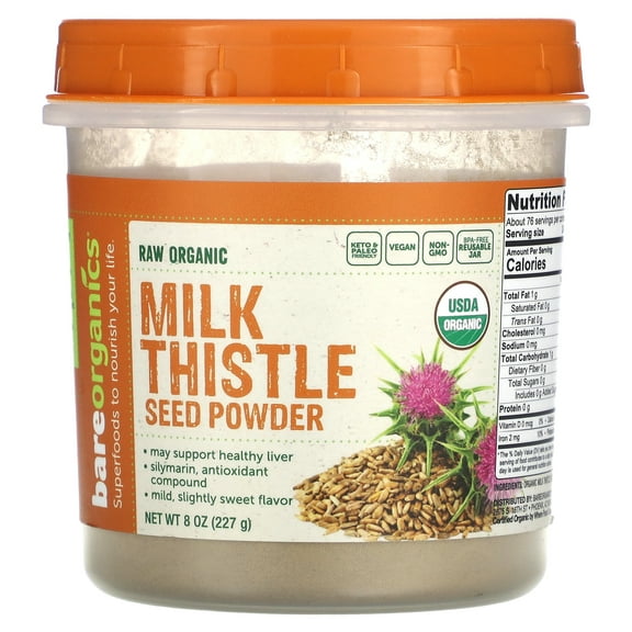 BAREORGANICS Milk Thistle Seed Powder (8Oz) 227G