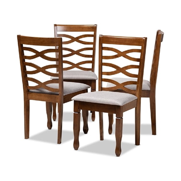 Baxton Studio Elijah Modern and Contemporary Grey Fabric Upholstered and Walnut Brown Finished Wood 4-Piece Dining Chair