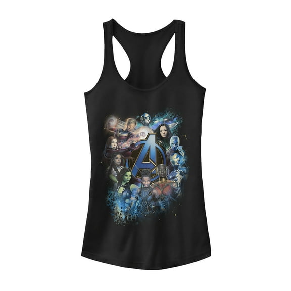 Junior's Marvel Avengers: Endgame Heroine Poster  Racerback Tank Top Black Medium